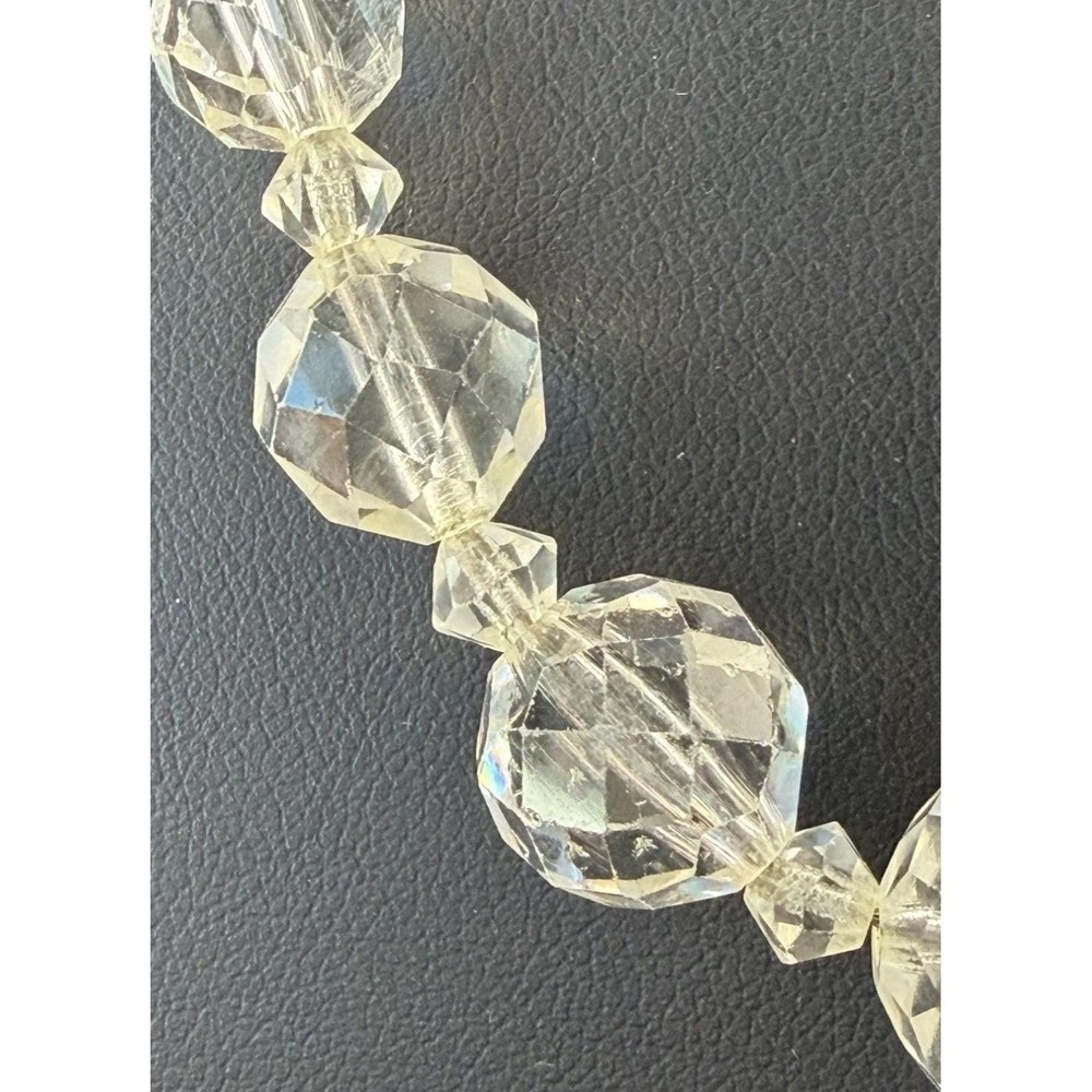 Vintage Necklace Crystal Beads Faceted Graduated Chain Cord Wedding Box 18" - Picture 3 of 8